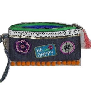 Natural Life Patch Simple Wristlet Bag "Be Happy"